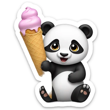 Panda eating ice cream sticker
