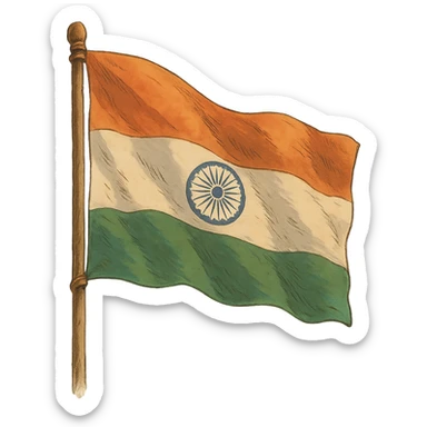 ghibli style Indian flag, no background sticker