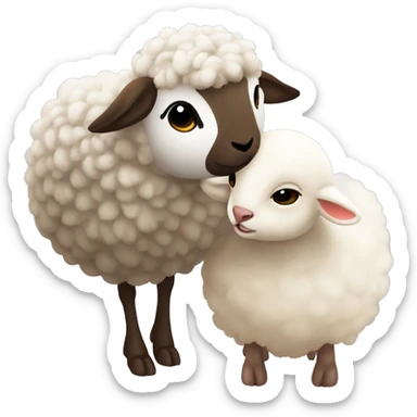 Sparrow kissing a sheep sticker