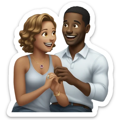 Black man proposing to white woman  sticker