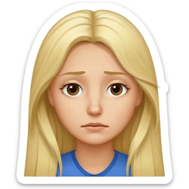 tired blond woman with long hair sticker