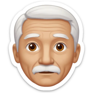 Illustrated emoji of an old man, white hair, dark eyes, tanned skin, without mustache sticker