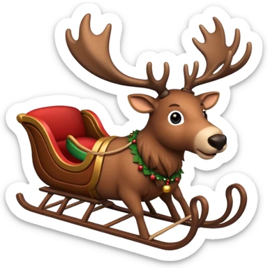 reindeer with sleigh sticker