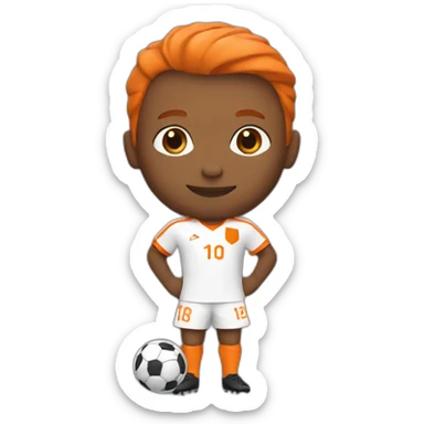 Soccer player in tangerine and orange kit sticker