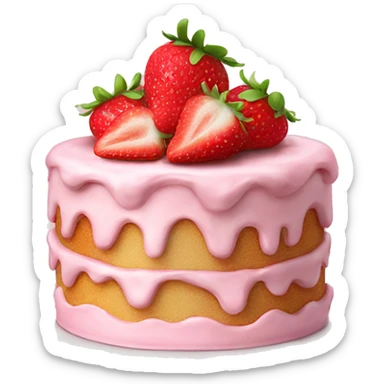 Pink strawberries and cream birthday cake  sticker