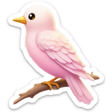 Bird "A pastel pink bird with glowing, delicate feathers, a shimmering beak, and a magical trail of sparkles as it flutters its wings." sticker
