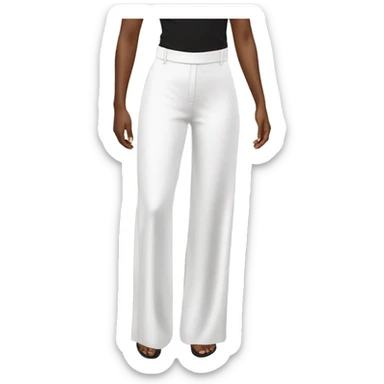 Realistic isolated pair of high waist long wide leg dressy casual pants in white sticker