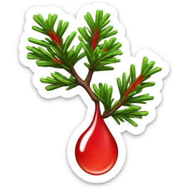 Fir branch with red dripping color on the nedels sticker