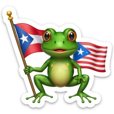Frog with Puerto Rican flag sticker