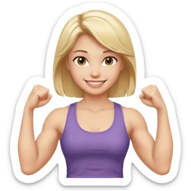 blonde young women show biceps emoji sticker