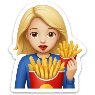 Girl munching fries sticker