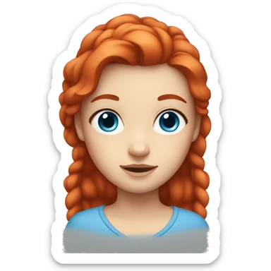 a girl with red hair and blue eyes sticker