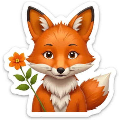 stojący z kwiatkiem lisek który jest obrażony  sticker