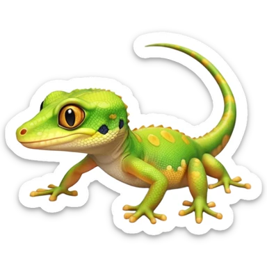 cinematic-cute-realistic gecko-portrait-emoji,-head-tilted-playfully-and-inquisitively,-featuring-a-small,-charming-body-with-smooth,-vividly-patterned-scales,-bright,-sparkling-eyes-and-delicate,-sticky-toe-pads,-simplified-yet-irresistibly-adorable sticker