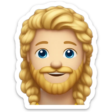 gleddyn with blue eyes and a blonde beard smiling full face hearts on their cheeks sticker