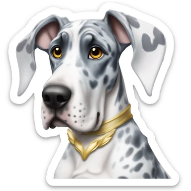 Blue Merle Great Dane wearing a angel costume  sticker