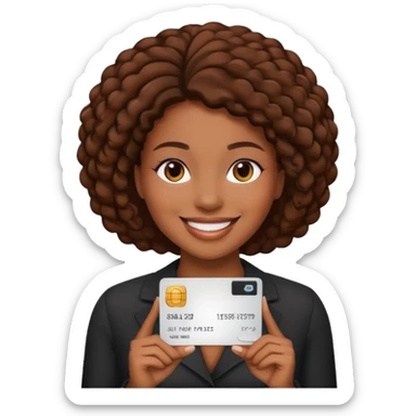 Black company card with black woman photo on it sticker