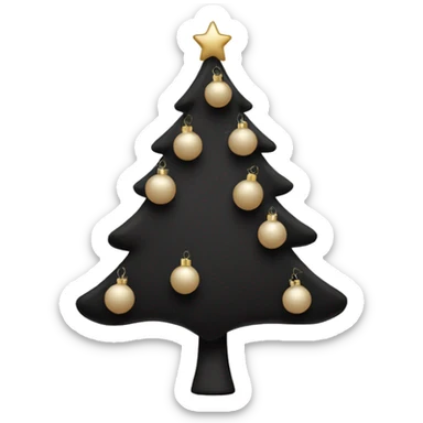 with black aesthetic and light beige as accent used minimally, a beige christmas tree decorated in black decorations sticker