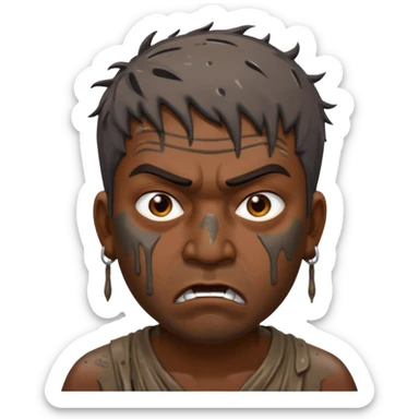 Indian man covered in dirty chunky mud angry sticker