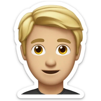 Man with brown hair and blonde tips on laptop sticker