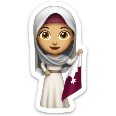 Arabic women holding Qatar flag sticker