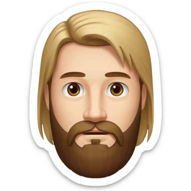 man with very long straight hair and beard no mustache sticker