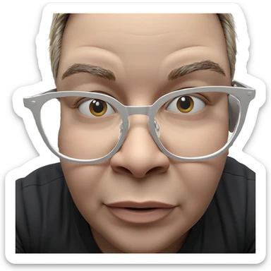 boy with glasses by blinds sticker