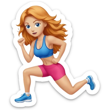 Strawberry Blonde woman with blue eyes exercising sticker