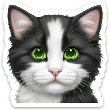 Angora black and White kitten with green eyes sticker