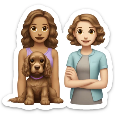 Cocker Spaniel with a white girl and brown hair sticker