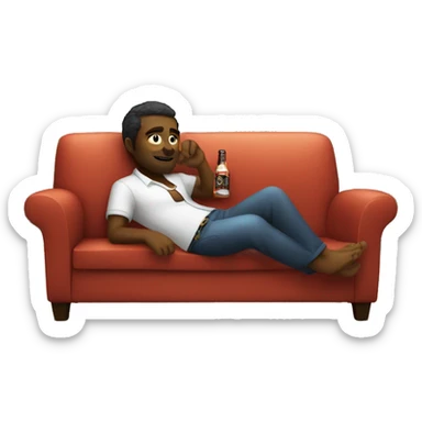 Relaxing on the couch with a rum and coke sticker