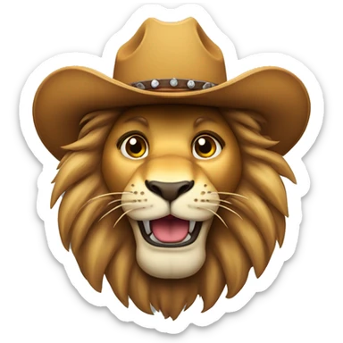Lion with a cowboy hat blinking and giving a thumbs up  sticker