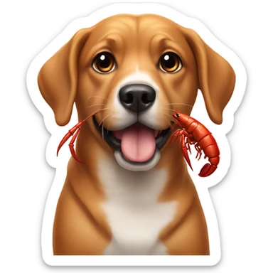 Dog with lobster sticker