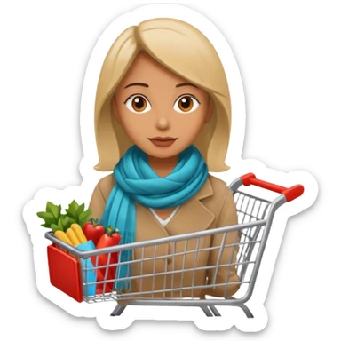 lady with shopping cart sticker