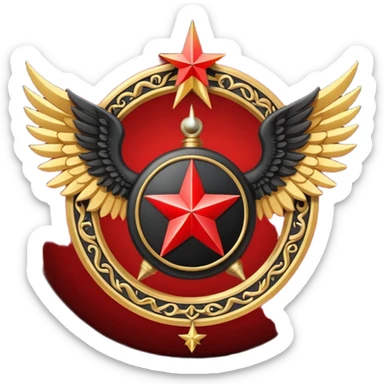 Holy Emblem with black wings and horn and red star in the middle sticker