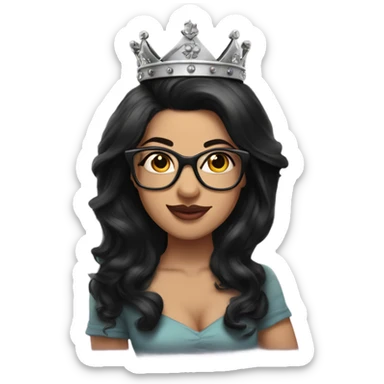 Pinupx long length dark hair, wearing a crown and tattoos and glasses sticker