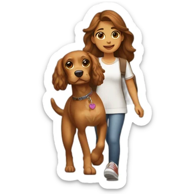 Chica Adolescente paseando a un Cocker spaniel canela sticker