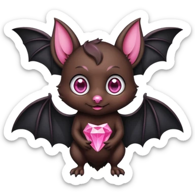 a normal bat witha pink diamond in its forhead, the full bat with his body  sticker
