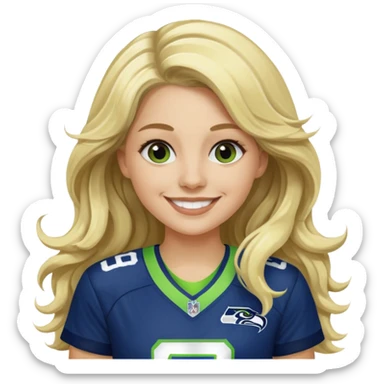 Long wavy blonde hair seahawks fan female sticker