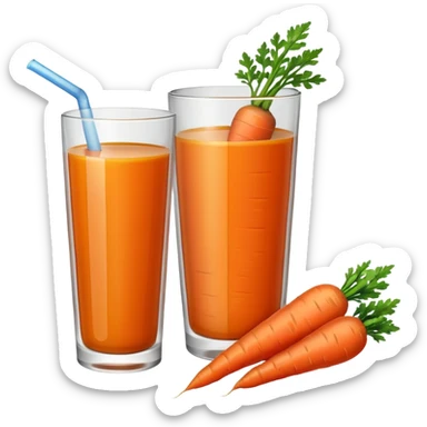 a glass of carrot juice with a carrot beside it, simple, clear sticker