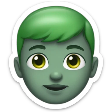 WhatsApp infant emoji with grey skin and green pupils sticker