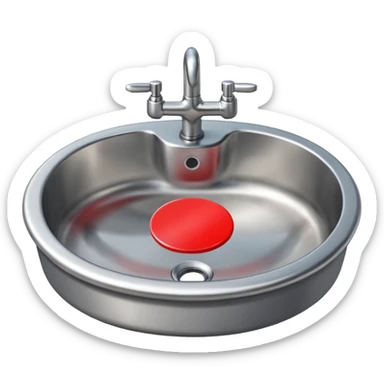 a sink with a red circular no sign sticker