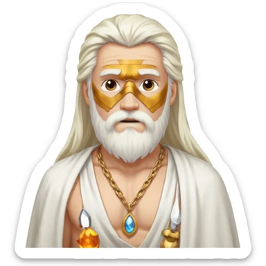 Odin with long white hair, white loincloth, shirtless with necklace sticker