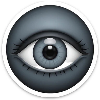 Minimal emoji, gothic futuristic eye, cold grey sclera, the pupil is fully replaced by a solid black number 8 eight, occult cyber aesthetic, sharp clean lines, flat emoji design, centered, transparent background sticker