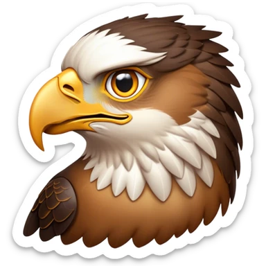 Cinematic Noble Hawk Portrait Emoji, Poised and regal, with a sturdy, agile build, a sharp, hooked beak, and intense, focused eyes that exude predatory precision, Simplified yet sharp and sophisticated features, highly detailed, glowing with a soft, golden glow, high shine, intelligent and vigilant, stylized with an air of aerial mastery, focused and determined, soft glowing outline, capturing the essence of a watchful and confident hawk that appears ready to soar out of the screen with effortless authority! sticker