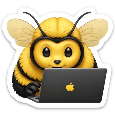 Bumblebee working on a Laptop  sticker