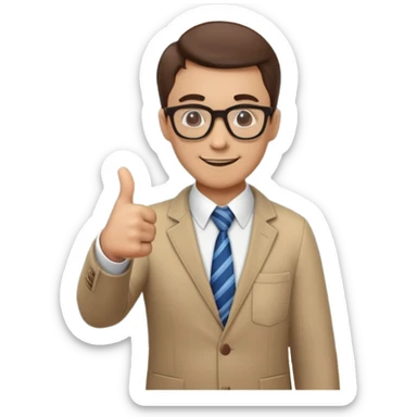 cool teacher giving a thumbs up wearing a tie and glasses standing by a chalkboard sticker