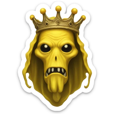 Hastur, King in Yellow, wearing a crown with antlers and a pallid mask sticker