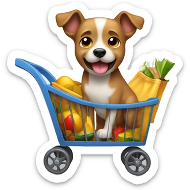 Perro en carrito de compras sticker
