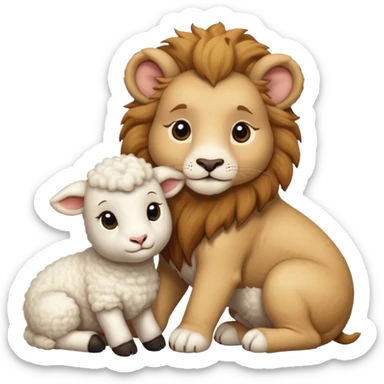 Lion and lamb cute sticker